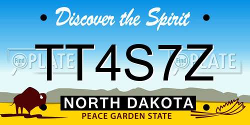 TT4S7Z North Dakota License Plate