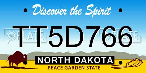 TT5D766 North Dakota License Plate