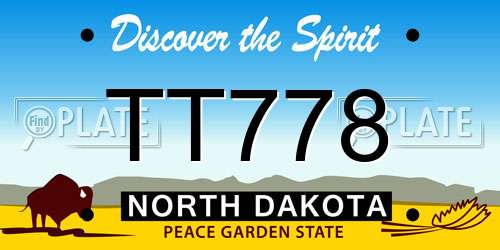 TT778 North Dakota License Plate