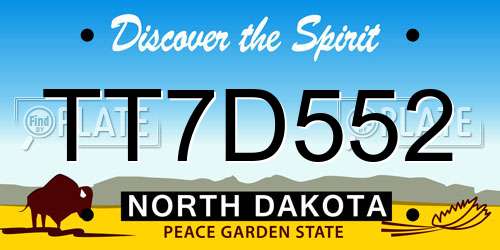 TT7D552 North Dakota License Plate