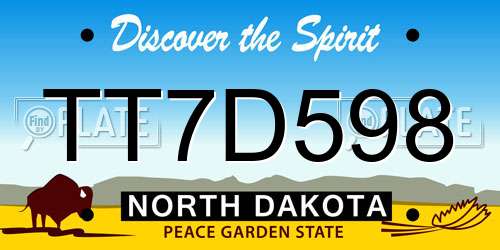 TT7D598 North Dakota License Plate