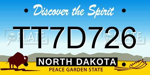 TT7D726 North Dakota License Plate