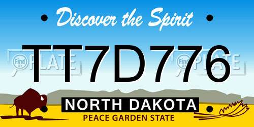 TT7D776 North Dakota License Plate