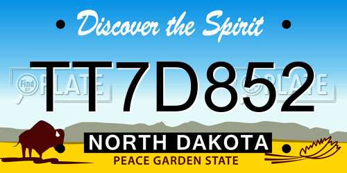 TT7D852 North Dakota License Plate