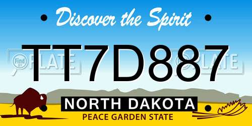 TT7D887 North Dakota License Plate