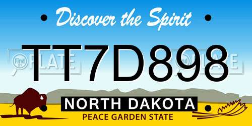 TT7D898 North Dakota License Plate