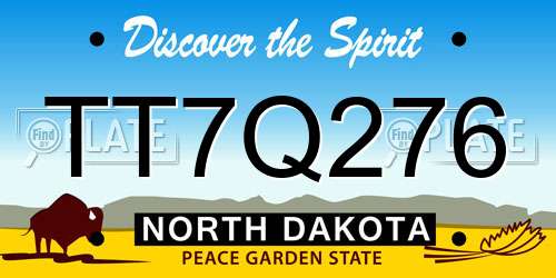 TT7Q276 North Dakota License Plate