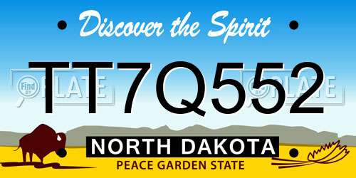 TT7Q552 North Dakota License Plate