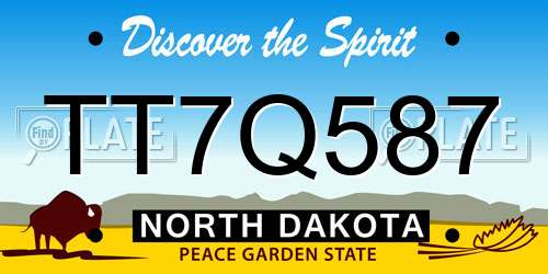 TT7Q587 North Dakota License Plate
