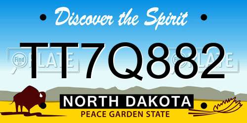 TT7Q882 North Dakota License Plate