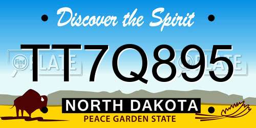 TT7Q895 North Dakota License Plate