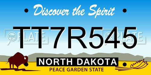 TT7R545 North Dakota License Plate