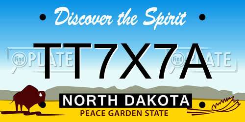TT7X7A North Dakota License Plate