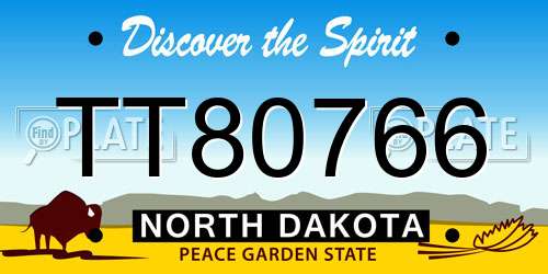 TT80766 North Dakota License Plate