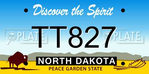 TT827 North Dakota License Plate