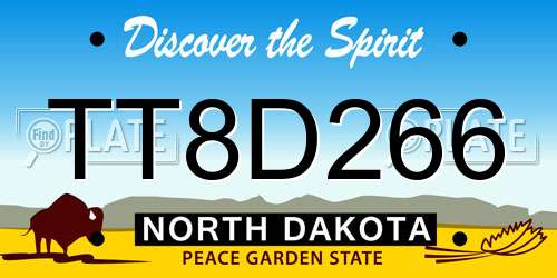 TT8D266 North Dakota License Plate