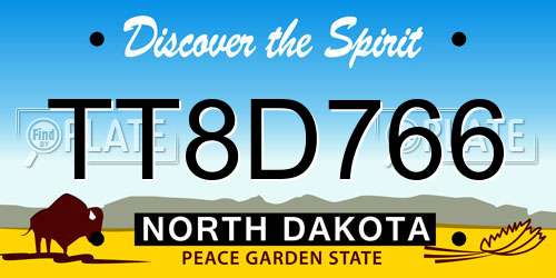 TT8D766 North Dakota License Plate