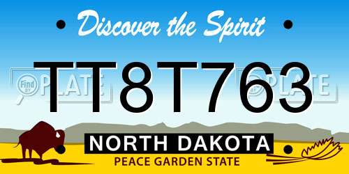 TT8T763 North Dakota License Plate