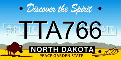 TTA766 North Dakota License Plate
