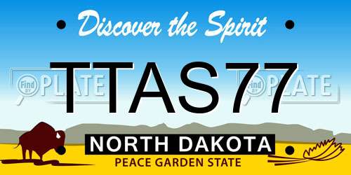 TTAS77 North Dakota License Plate