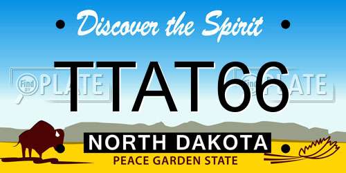 TTAT66 North Dakota License Plate
