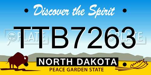 TTB7263 North Dakota License Plate
