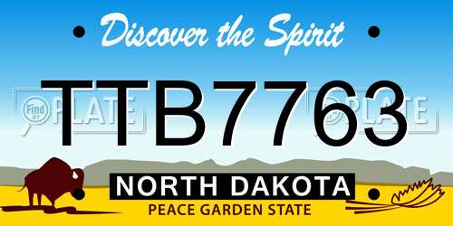 TTB7763 North Dakota License Plate