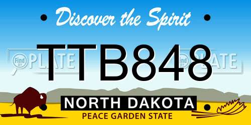 TTB848 North Dakota License Plate