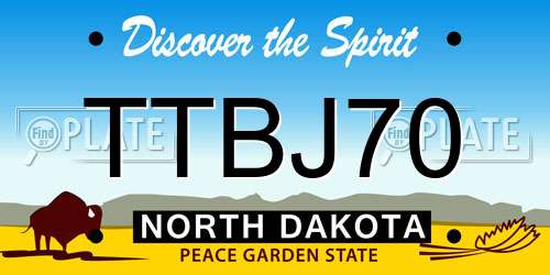 TTBJ70 North Dakota License Plate