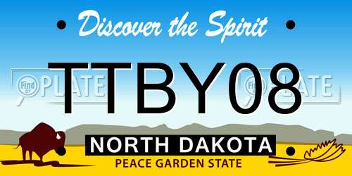 TTBY08 North Dakota License Plate