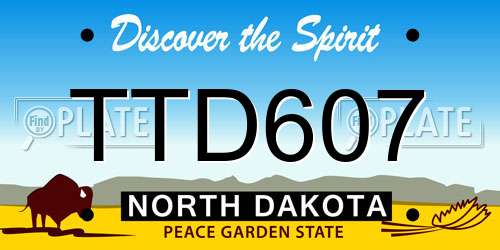 TTD607 North Dakota License Plate