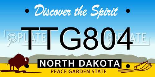 TTG804 North Dakota License Plate