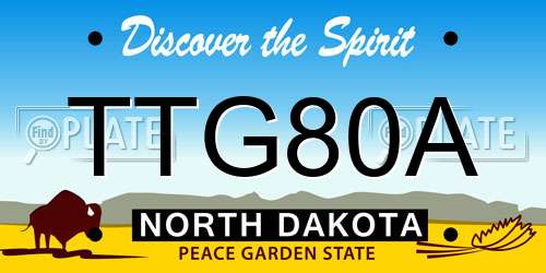 TTG80A North Dakota License Plate