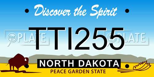 TTI255 North Dakota License Plate