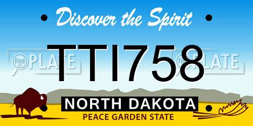 TTI758 North Dakota License Plate