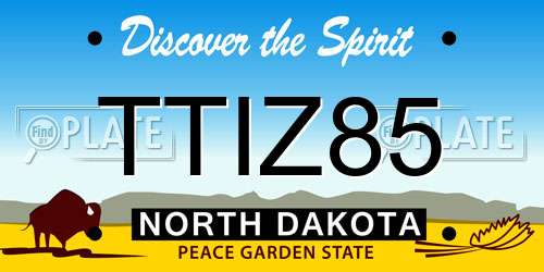 TTIZ85 North Dakota License Plate