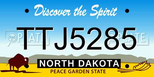 TTJ5285 North Dakota License Plate