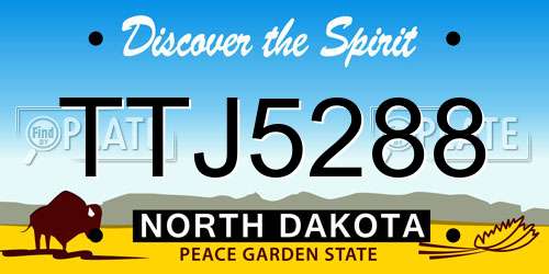 TTJ5288 North Dakota License Plate