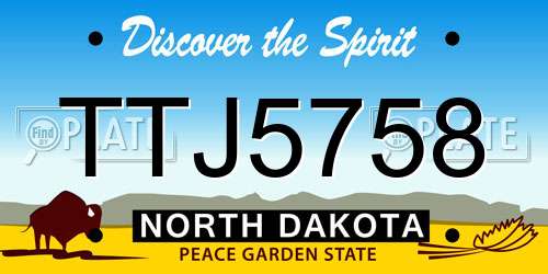 TTJ5758 North Dakota License Plate