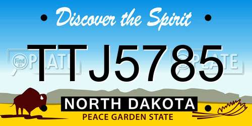 TTJ5785 North Dakota License Plate