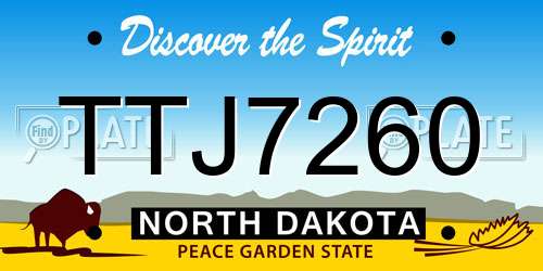 TTJ7260 North Dakota License Plate