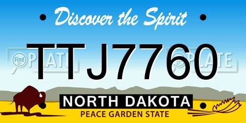 TTJ7760 North Dakota License Plate
