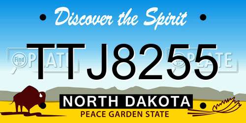 TTJ8255 North Dakota License Plate