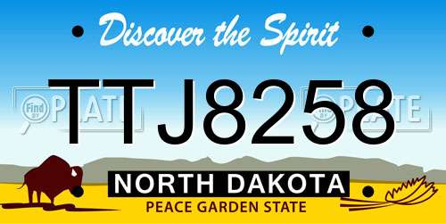 TTJ8258 North Dakota License Plate