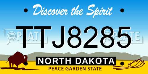 TTJ8285 North Dakota License Plate