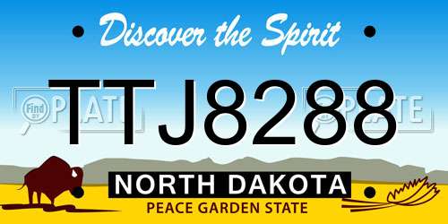 TTJ8288 North Dakota License Plate