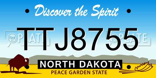 TTJ8755 North Dakota License Plate