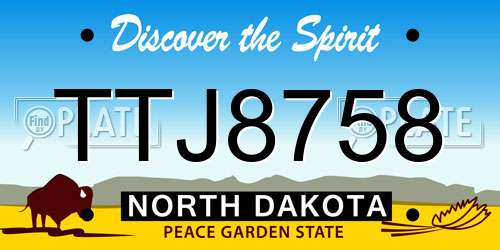 TTJ8758 North Dakota License Plate
