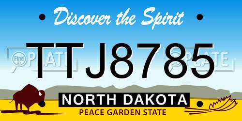 TTJ8785 North Dakota License Plate