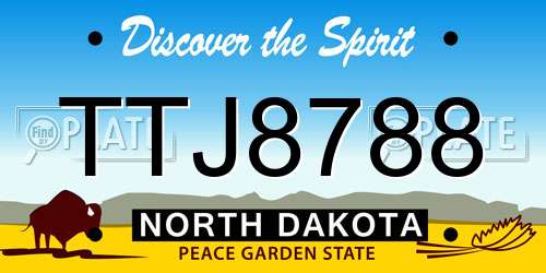 TTJ8788 North Dakota License Plate